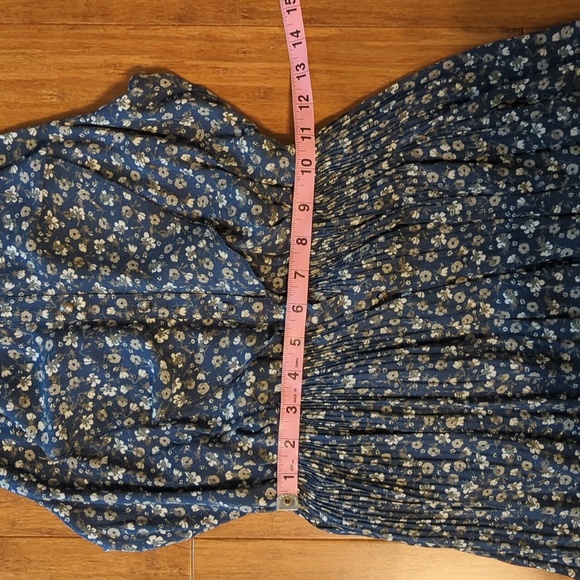 Free People Button Up Sleeveless Blue Ditsy Dress Boho Bohemian Maxi - Picture 9 of 14